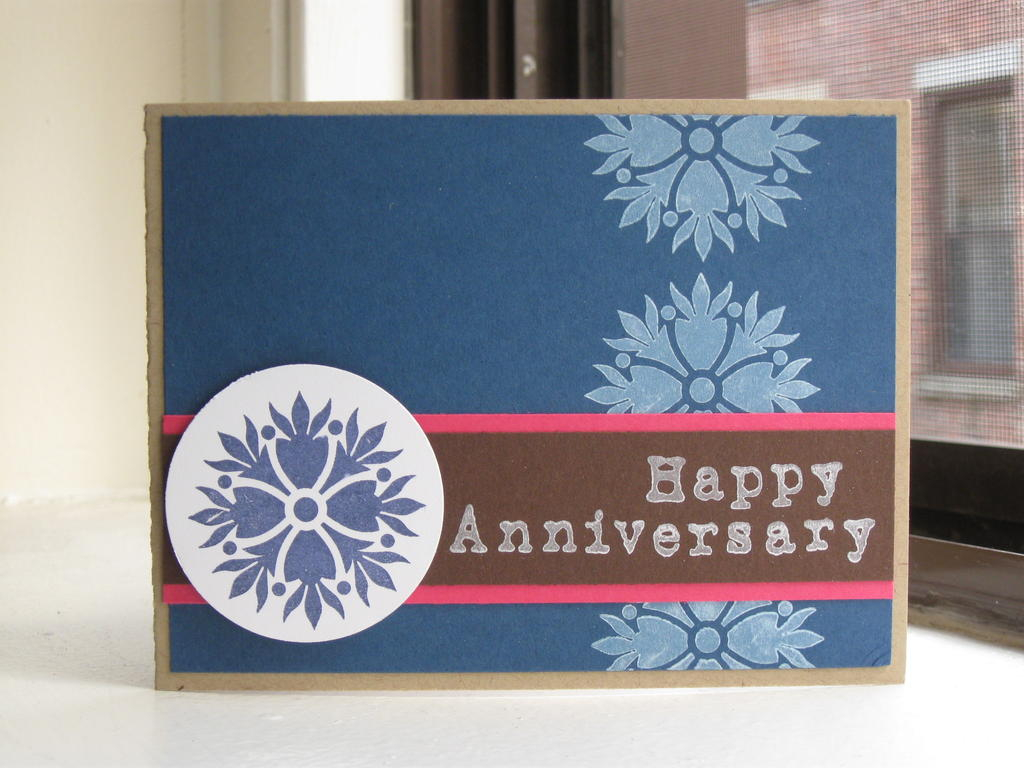 Kraft base, with Enchanted Evening, Raspberry Fizz and Dark Chocolate. Giga Guidelines stamped...