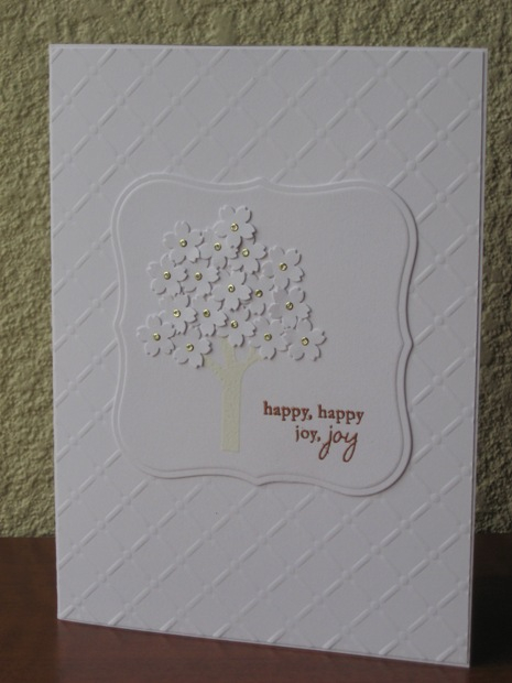 This wonderful sentiment is from Blooming Button Bits, embossed in Zing copper embossing powder....