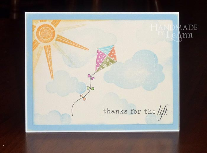 Thanks for the Lift - Stamps:  Up, Up, and Away (PTI)<br />
Paper: Vintage Cream, Spring Rain...