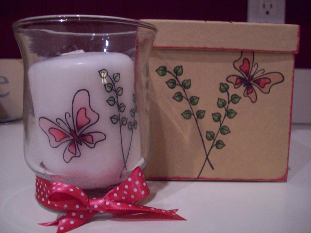 Candle Stamping with Flutterby Friend and Copic Markers