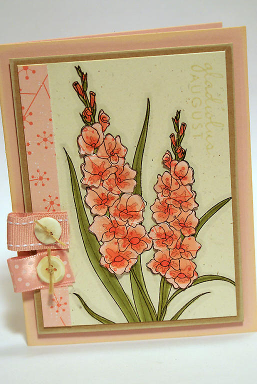 stamps: Year of Flowers: Gladiolus<br />
<br />
ink: True Black, Vintage Cream, Chamomile tea...