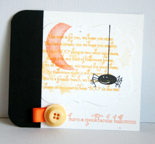 stamps: Been Boo&#039;d<br />
ink: Orange Zest, Summer Sunrise, True Black, Lemon Tart<br />...