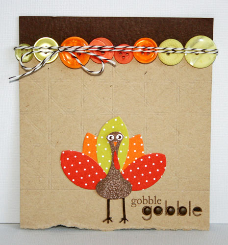 stamps: Gobble, Gobble<br />
ink: Dark Chocolate<br />
paper: kraft, white, dark chocolate,...