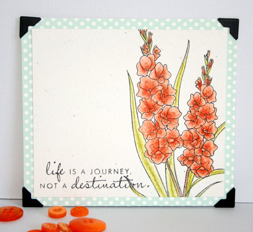 stamps: Year of flowers: Gladiolus<br />
ink: True Black<br />
paper: Library Ledger, Rustic...