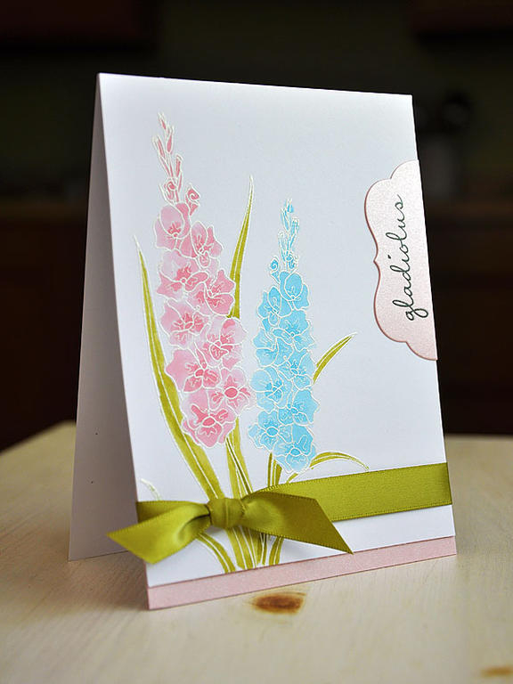 Stamps:  Year Of Flowers:  Gladiolus<br />
Ink:  True Black &amp; Versamark<br />
Cardstock:...