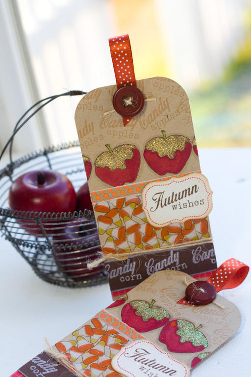 Fall Treat tags<br />
Stamps- Friendship Jar Fall Fillers<br />
Ink- Fresh Snow, Dark...