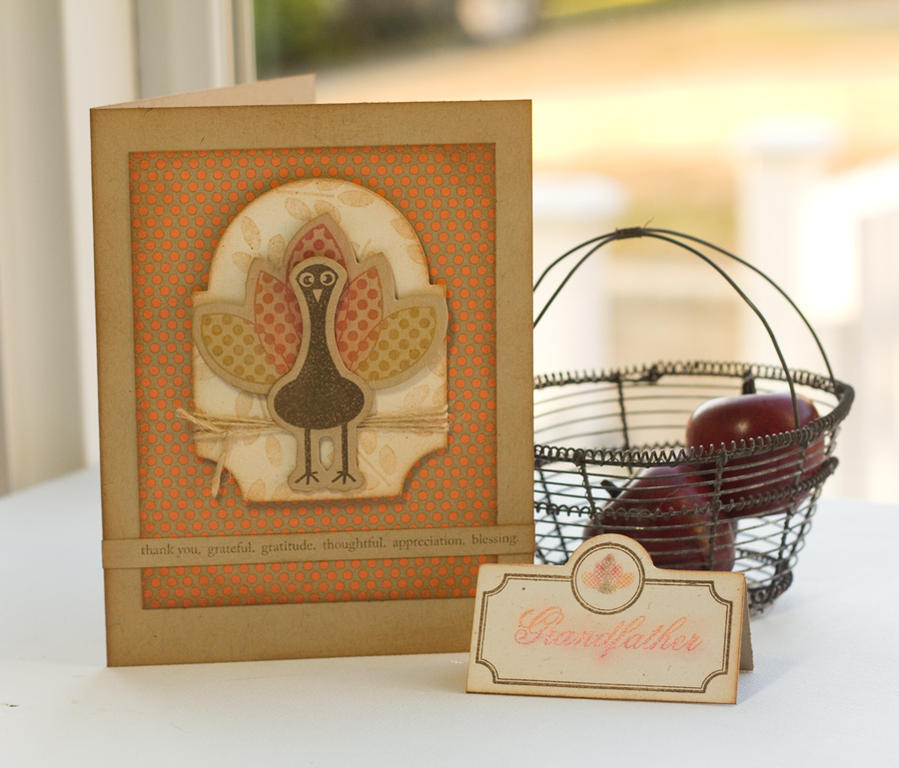 Turkey Bird card<br />
Stamps- Gobble, Gobble<br />
Ink-Dark Chocolate, VersaMark, Creamy...