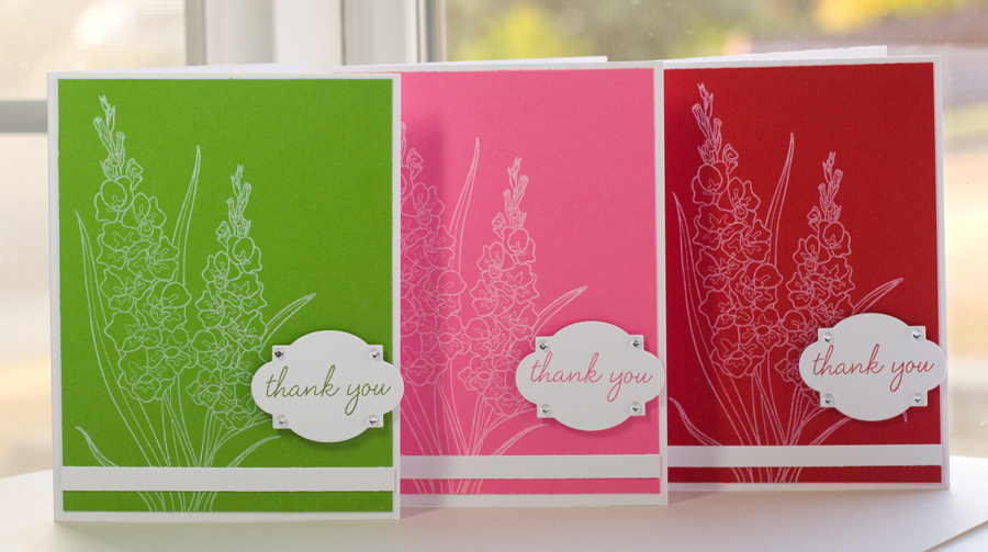 Glad Trio<br />
Stamps- Year of Flowers: Gladiolus, Inside &amp; Out: Thank You<br />
Ink-...