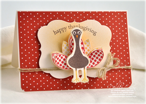 Stamps: Gobble, Gobble<br />
Cardstock: Vintage Cream<br />
Paper: 2009 Bitty Dot Basics<br />...
