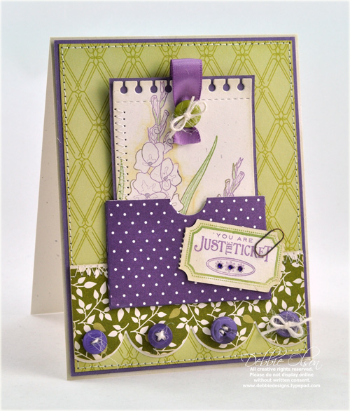Stamps: Year of Flowers: Gladiolus, and Just the Ticket<br />
Cardstock: Rustic White, Plum...