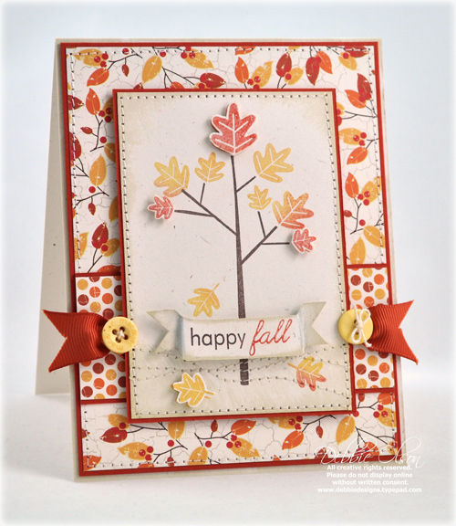 Stamps: Falling Leaves<br />
Papers: Autumn Abundance<br />
Cardstock: Terracotta Tile, Rustic...