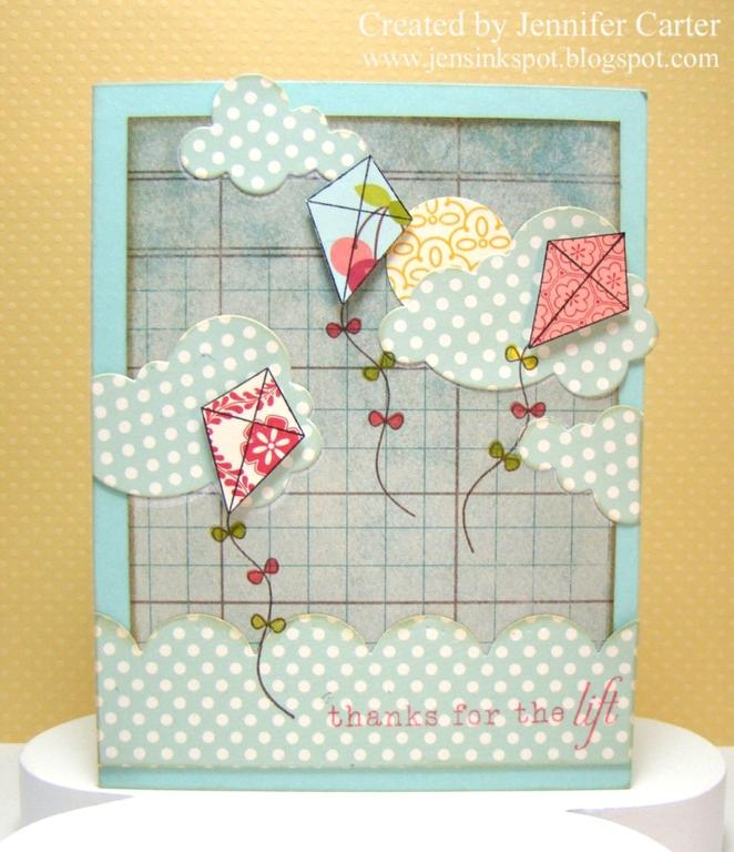 Stamps: Up, Up &amp; Away<br />
Paper: Aqua Mist, October Afternoon's Cherry Hill (kites),...