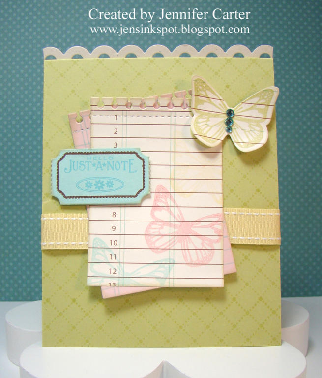 Stamps: Just the Ticket, Butterfly Dream, Library Ledger, Tin Type<br />
Paper: Spring Moss,...