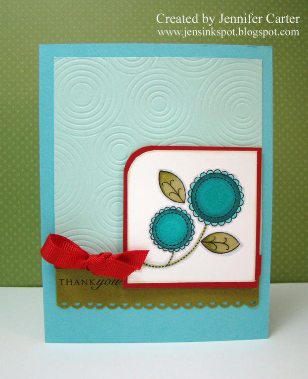 Stamps:  Baby Button Bits, Round &amp; Round (Anniversary Set)<br />
Paper: Aqua Mist, Hawaiian...