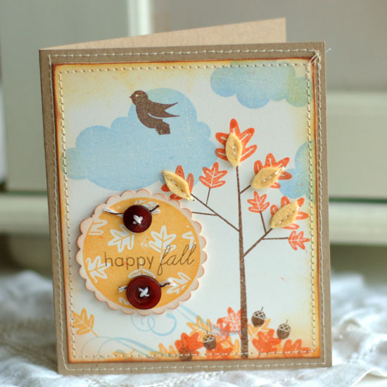 Stamps:  Falling Leaves, Up, Up, and Away, 2009 Autumn Tags, Birds of a Feather, Fancy...