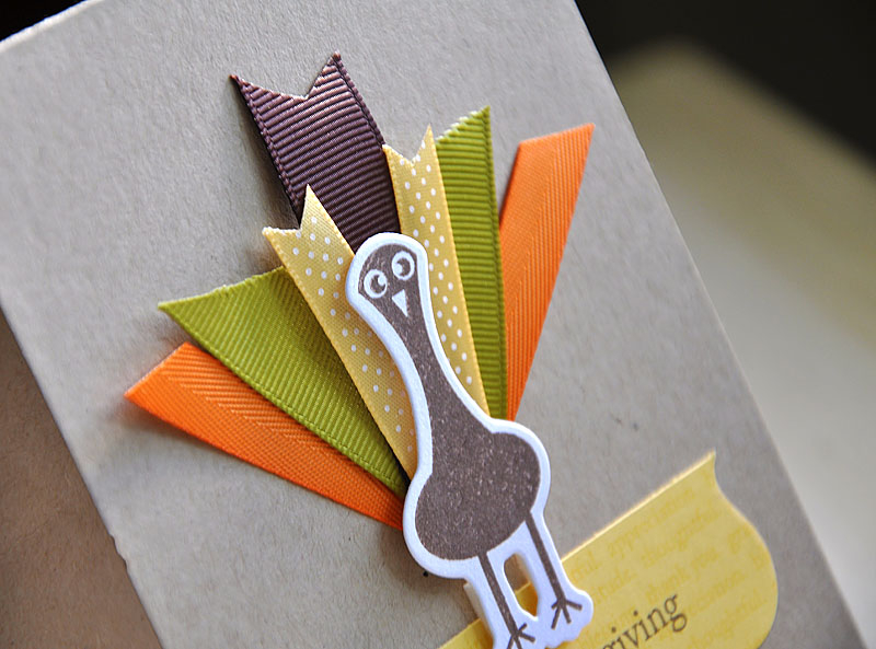 Stamps:  Gobble, Gobble<br />
Ink:  Dark Chocolate &amp; Versamark<br />
Cardstock:  Kraft,...