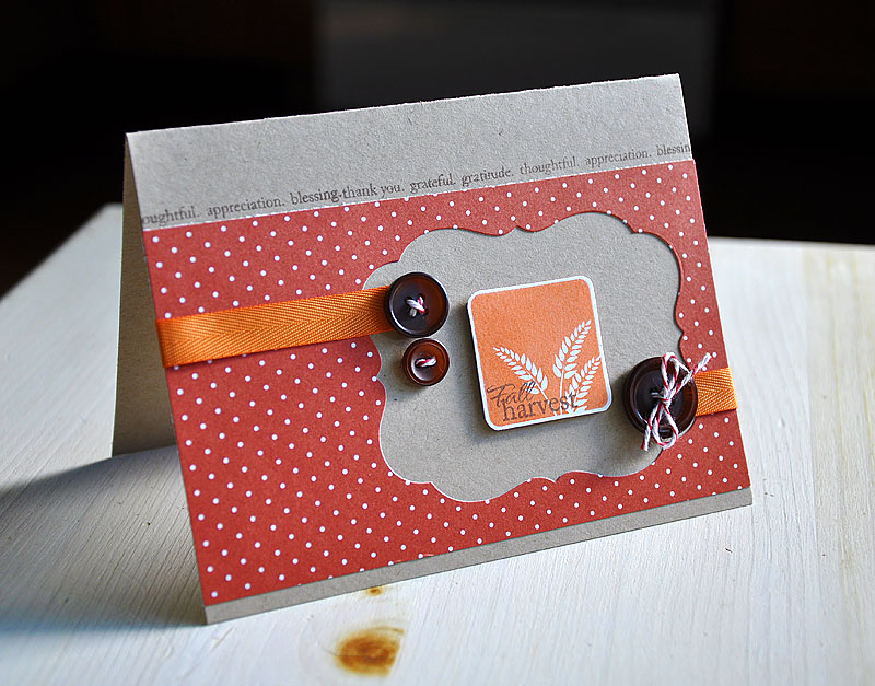 Stamps:  Take Three: Fall &amp; Gobble, Gobble<br />
Ink:  Dark Chocolate &amp; Orange Zest<br...