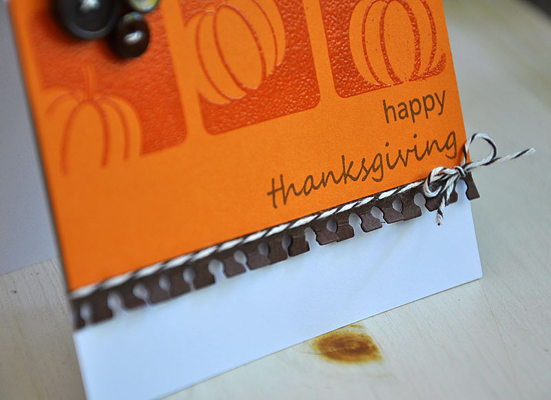 Stamps:  Take Three:  Fall<br />
Ink:  Dark Chocolate &amp; Versamark<br />
Cardstock:  White,...