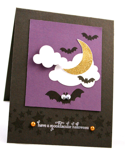 Bat and Moon Card:<br />
Stamps: Been Boo'd<br />
Cardstock: Smokey Shadow and Plum...