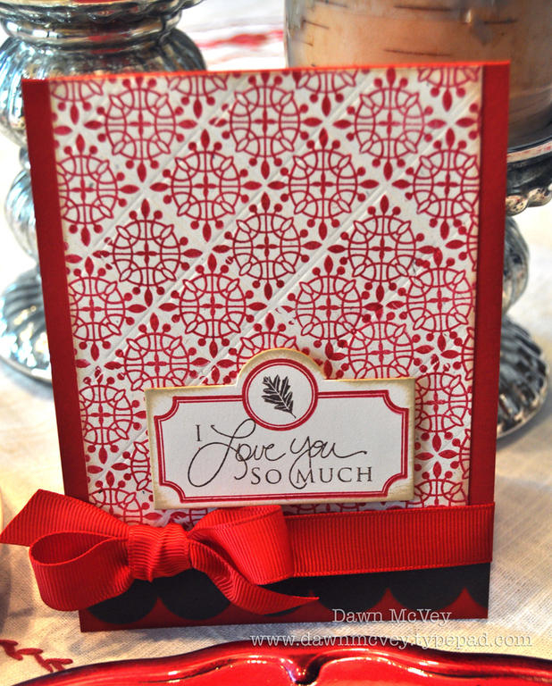 Paper: pure poppy, dark chocolate, rustic cream<br />
Stamps: Places Please, Guide Lines,...