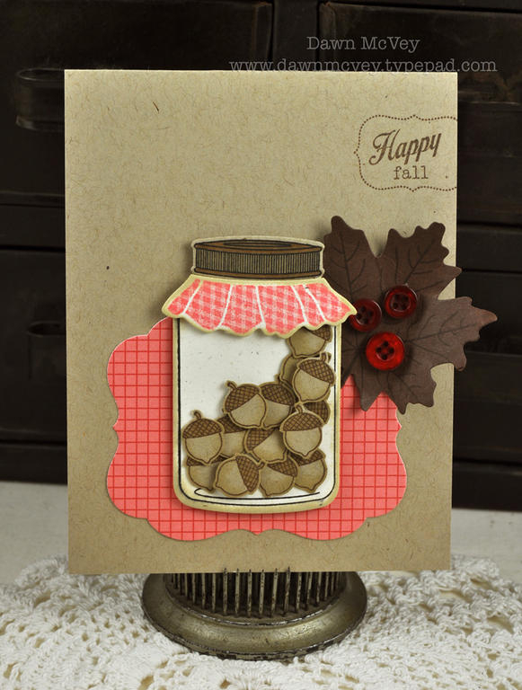 Paper: dark chocolate, kraft, rustic cream, It's Official<br />
Stamps: Friendship Jar...