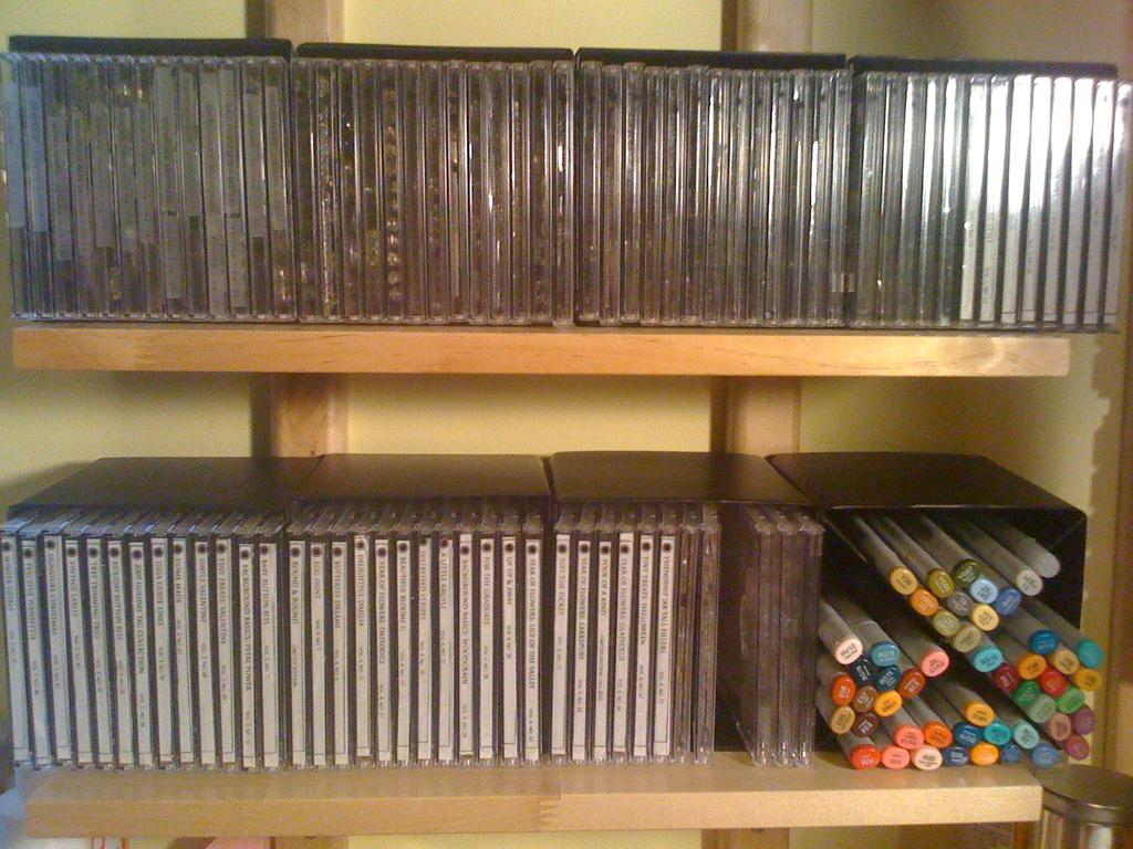 My PTI stamps and copics in my new Target cubes