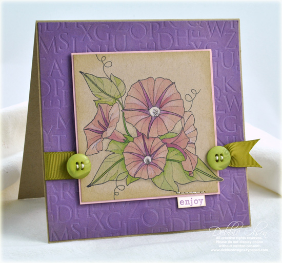 Stamps: Year of Flowers: Morning Glories, Mega Mixed Messages<br />
Cardstock: Kraft, Lavender...