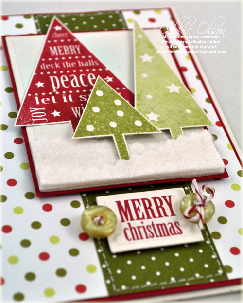 Stamps: Tree with Trimmings<br />
Patterned Paper: 2009 Bitty Dot Basics, Holiday Vintage...