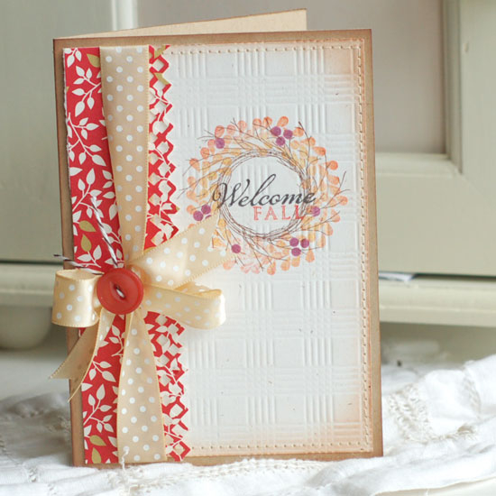 Stamps:  Wreath for All Seasons<br />
Ink:  Dark Chocolate, Summer Sunrise, Orange Zest,...