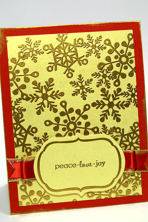 stamps: Peace, Be Still, Fillable Frames #8<br />
<br />
ink: Gold Encore, Versamark...