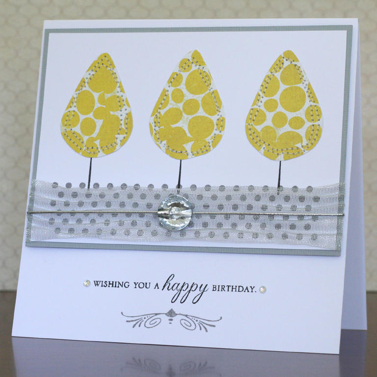 Supplies:<br />
<br />
Stamps - PTI polka dots basic II, through the trees, WMS teeny trees,...
