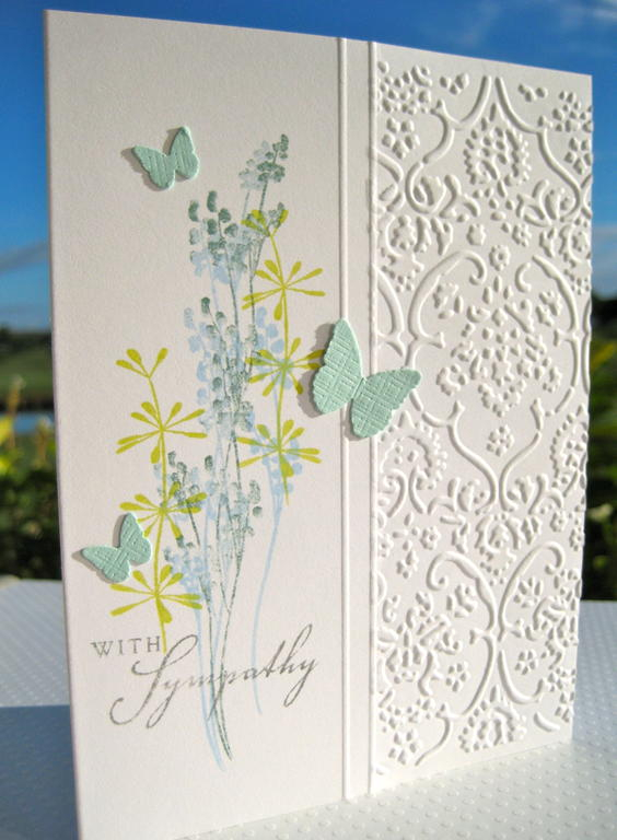Sympathy card made with Life and Out on Limb Sentiments. The embossing is from Textile, Textile...
