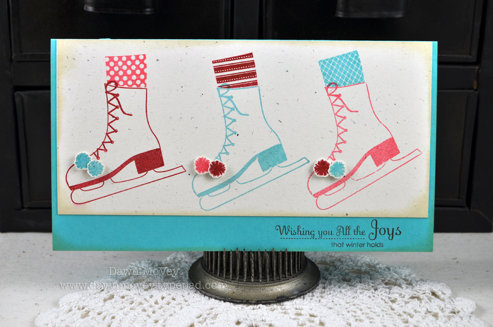 Paper: rustic cream, hawaiian shores<br />
Stamps: On Ice<br />
Ink: pure poppy, berry sorbet,...