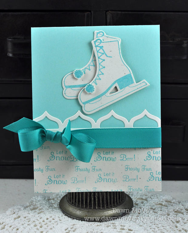 Paper: aqua mist, rustic cream, vintage cream<br />
Stamps: On Ice<br />
Ink: hawaiian...