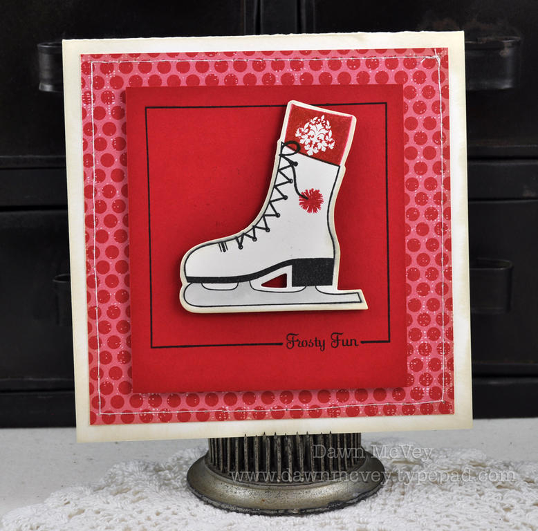Paper: vintage cream, pure poppy, <br />
Stamps: On Ice, Framed<br />
Ink: true black, pure...