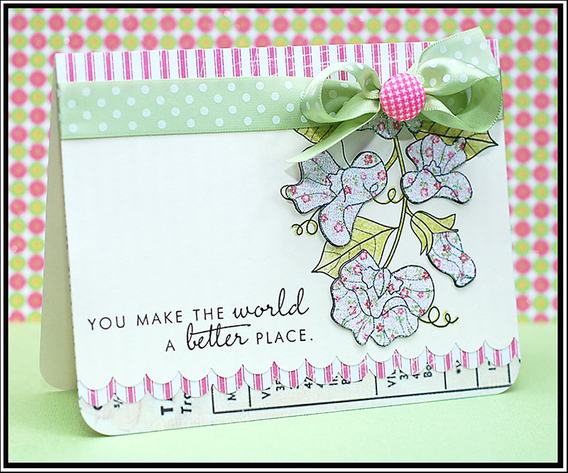 A clean and simple card using YOF: Sweet Peas &amp; YOF: Roses stamp sets from PTI.  Thanks for...