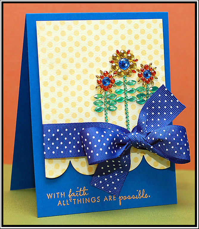 A clean and simple card using a sentiment from YOF: Violets, and the large scallop die from PTI....