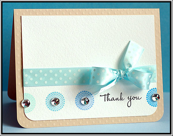 A clean and simple thank you featuring Dot Spot &amp; Asian Fusion stamp sets by PTI.  Thanks...