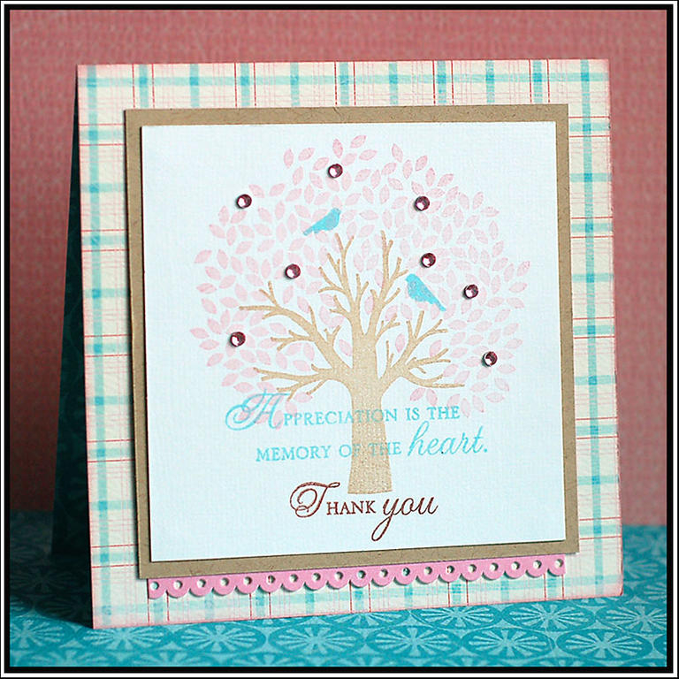 A mini card using Through the Trees stamp set by PTI.  I adore this stamp set...and love that I...