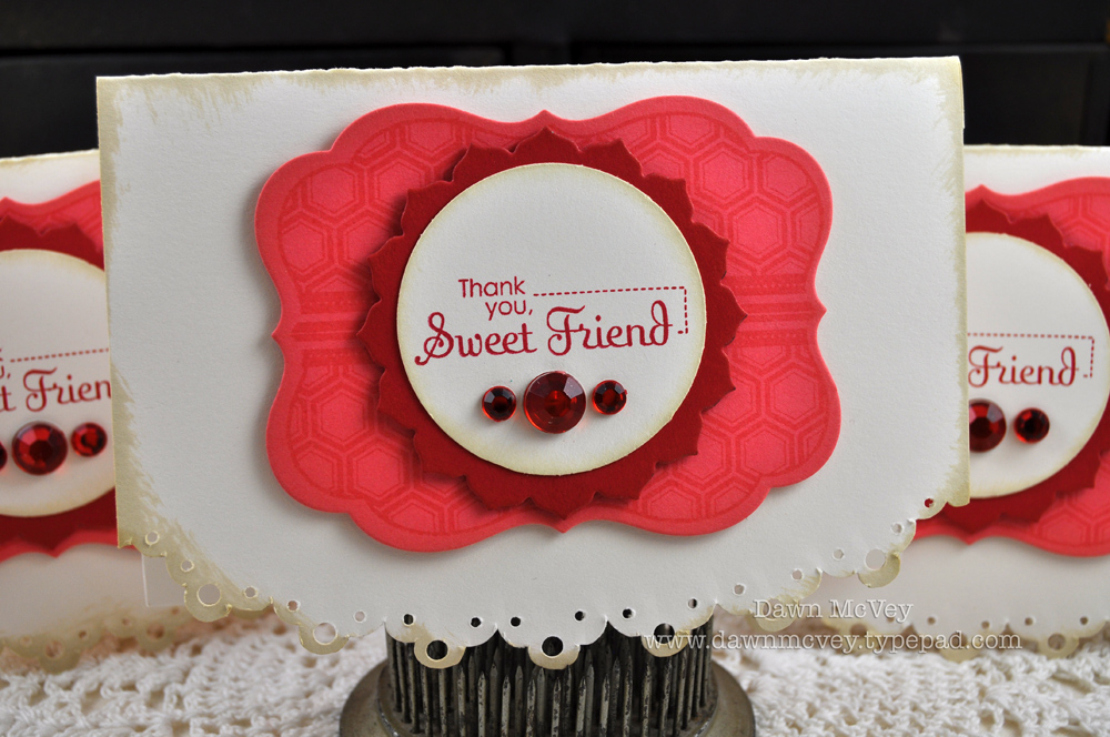 Paper: vintage cream, pure poppy, berry sorbet, distressed stripes<br />
Stamps: On Ice,...