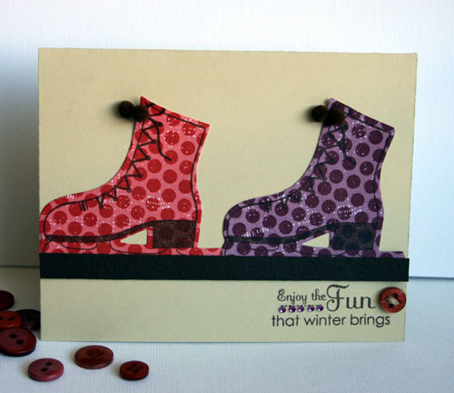 stamps: On Ice<br />
ink: Dark Chocolate<br />
paper: kraft, Dark Chocolate, Distress Dots...