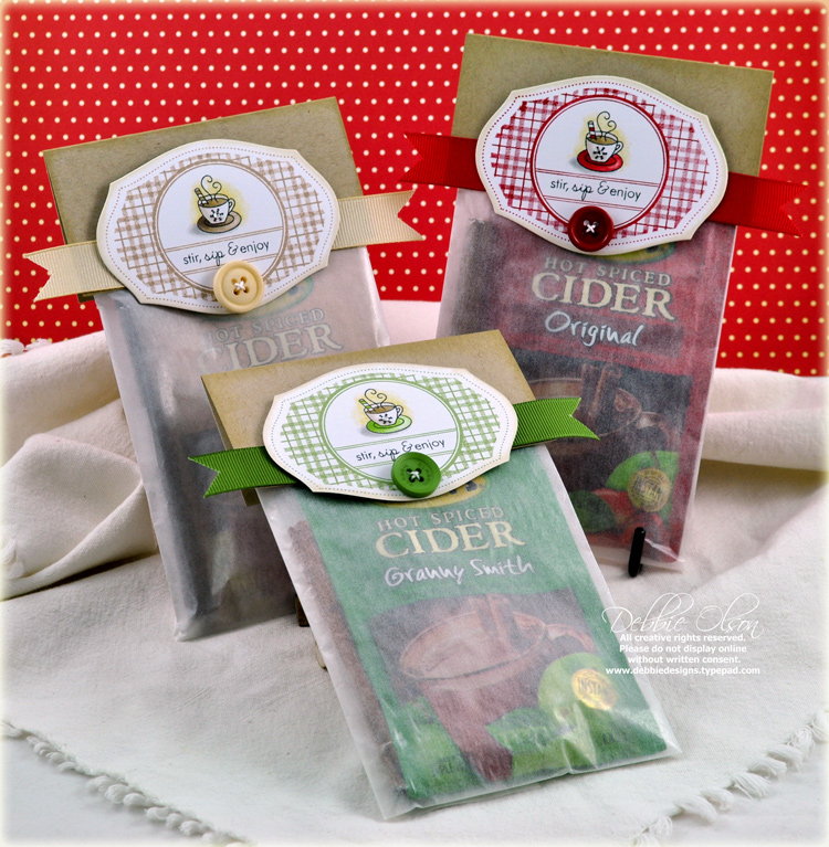 Stamps: Tiny Treats: Christmas<br />
Ink: Memento Tuxedo Black for cup image; New Leaf, Pure...