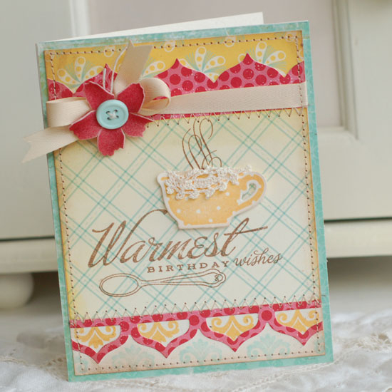 Stamps:  Big and Bold Holiday Wishes, Tea for Two Additions<br />
Ink:  Dark Chocolate, Summer...
