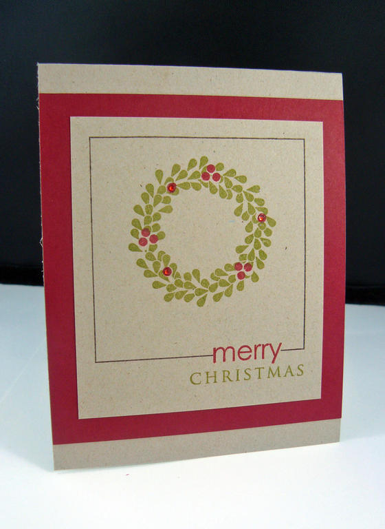 Paper: SU cherry cobbler, and PTI Kraft<br />
Stamps: Wreath for all seasons, Framed