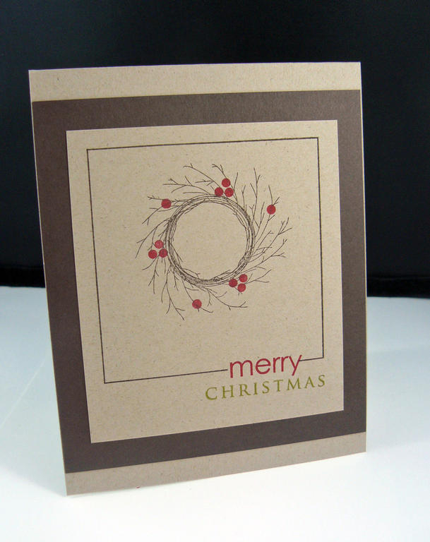 Paper: SU Espresso, and PTI Kraft<br />
Stamps: Wreath for all seasons, framed