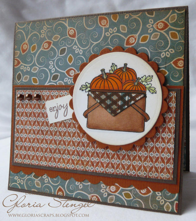 Vintage Picnic, pumpkins, with Basic Grey, using my own sketch.