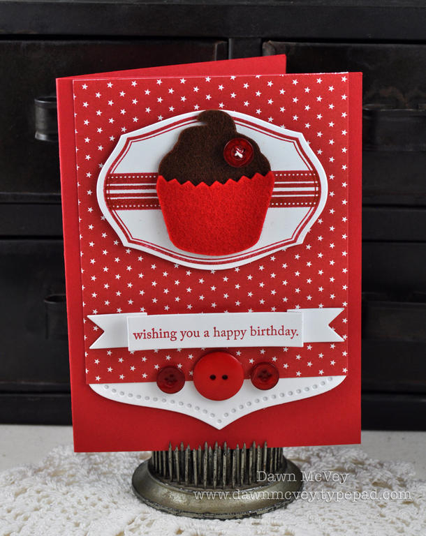 Paper: stamper's select white, pure poppy, 2008 Bitty Star Basics<br />
Stamps: Signature...