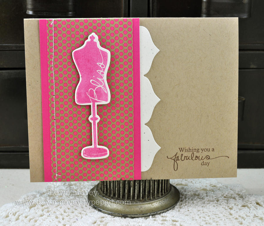 Paper: kraft, rustic cream, raspberry fizz, dotty biscotti<br />
Stamps: Signature Series:...