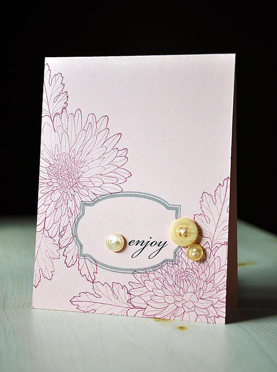 Stamps:  Year Of Flowers: Mums &amp; Fillable Frames #10<br />
Ink:  Scarlet Jewel, Smokey...