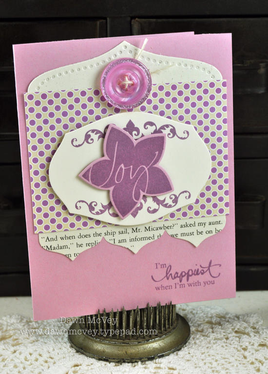 Paper: lavender moon, vintage cream, rustic cream, sugar plum, vintage book print<br />
Stamps:...